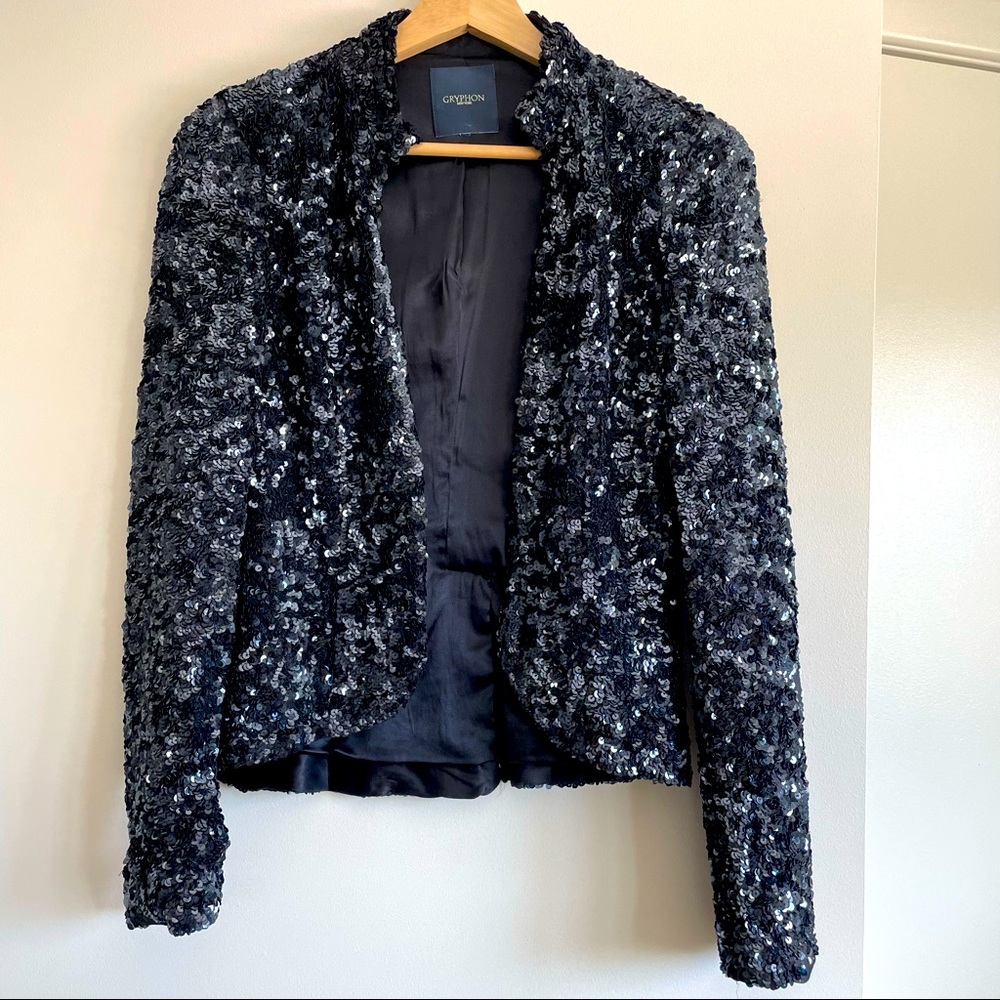 Gryphon New York navy/blue sequin blazer jacket